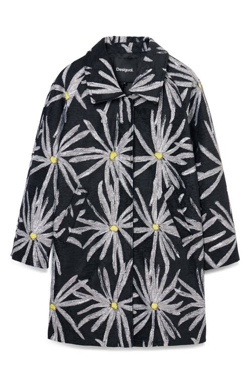 Desigual Marga Daisy Graphic Coat In Black
