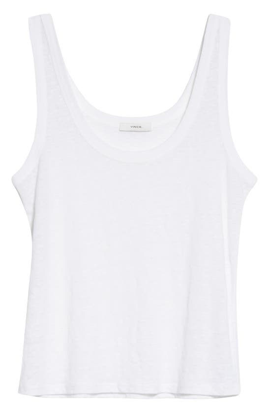 Vince Linen Scoop Neck Tank In Optic White