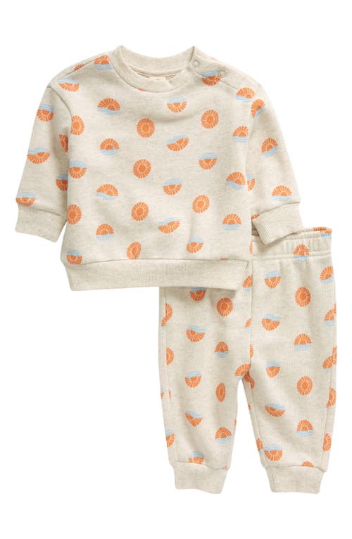 Tucker + Tate Print Fleece Sweatshirt & Joggers Set Beige Light Sunshine Waves at Nordstrom,