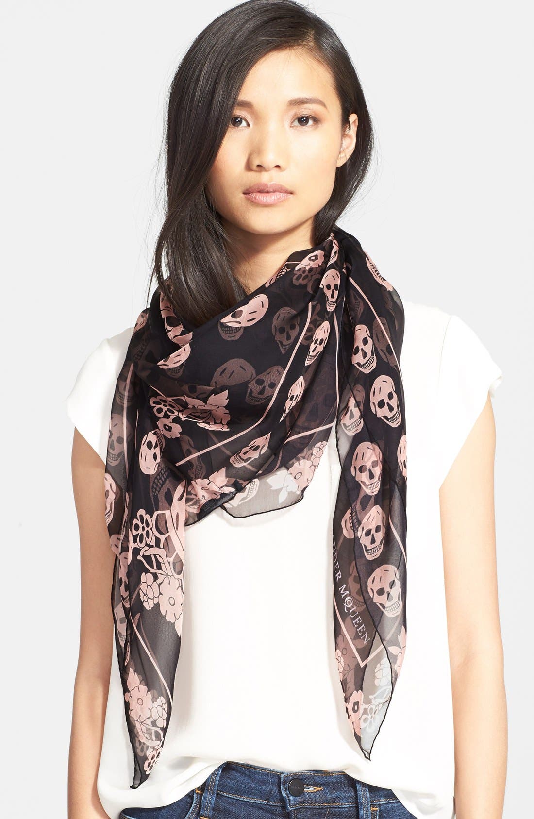 Alexander McQueen 'Skull' Silk Chiffon Scarf Nordstrom