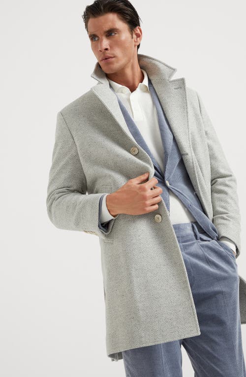 Shop Brunello Cucinelli Chevron Coat In Pearl Grey