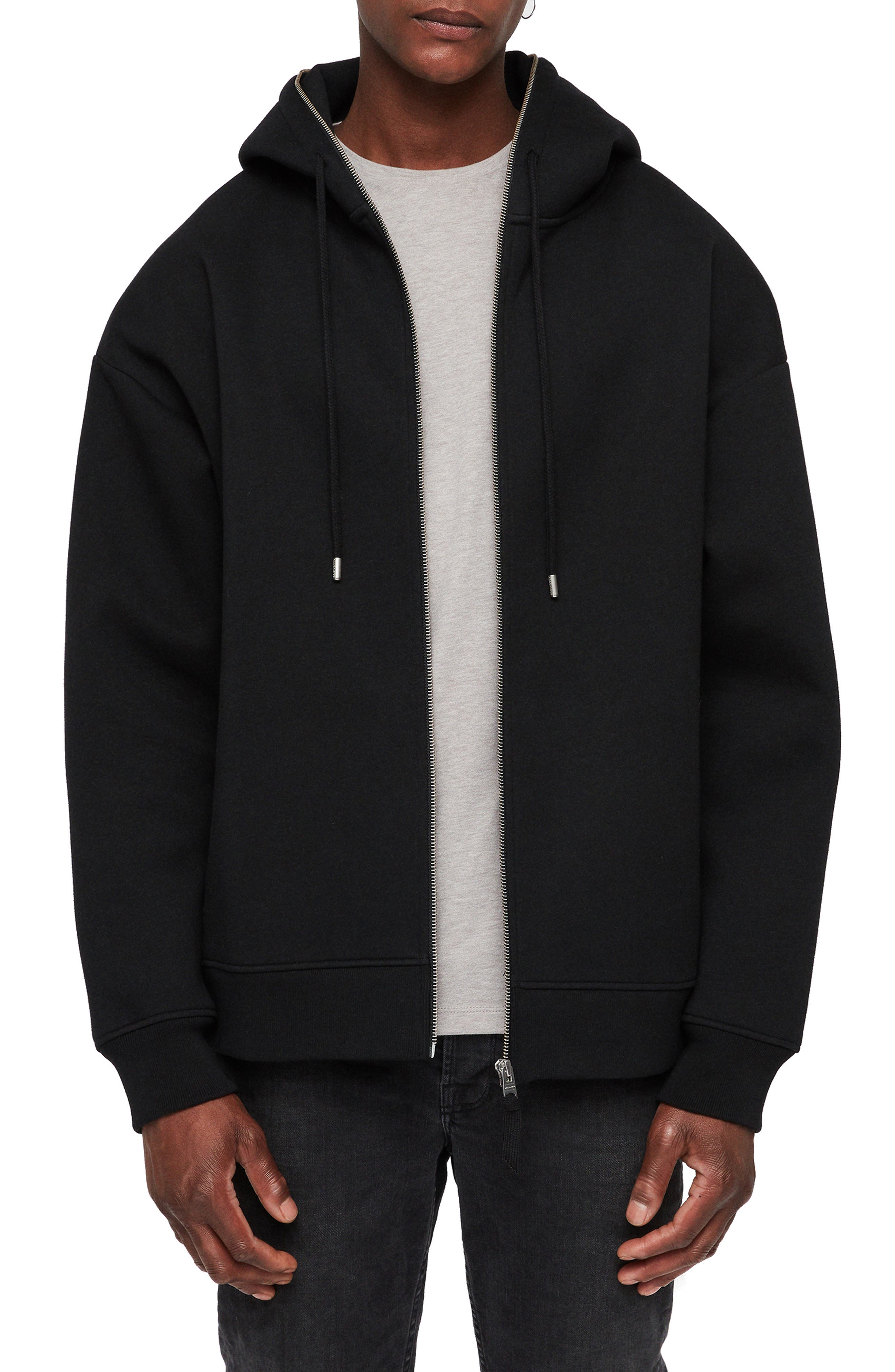 all saints black zip hoodie