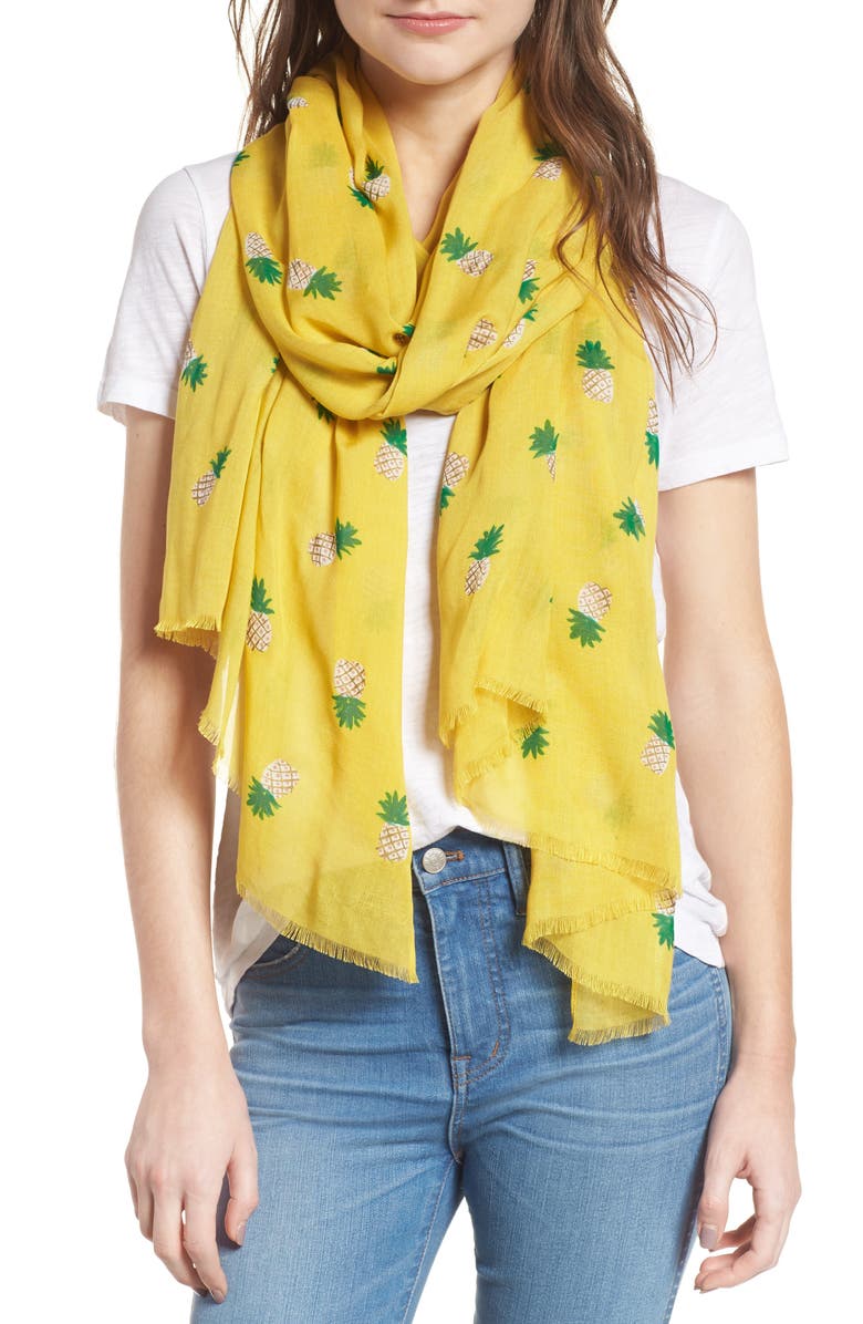 KATE SPADE NEW YORK pineapple scarf, Main, color, BAMBOO SHOOTDNU