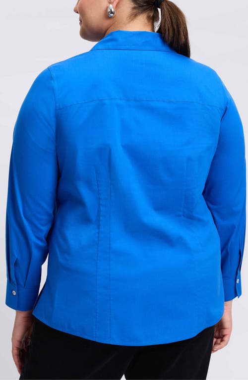 Foxcroft Taylor Long Sleeve Stretch Button-up Shirt In Cobalt Blue