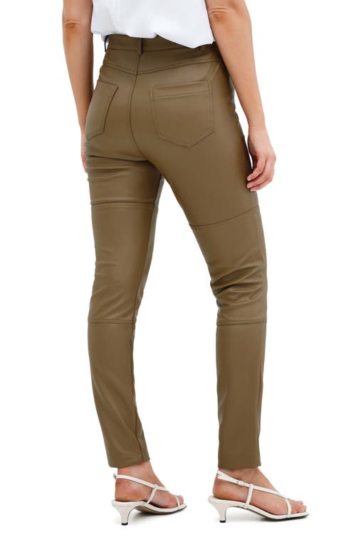 Shop Marcella Mei Faux Leather Pants In Taupe