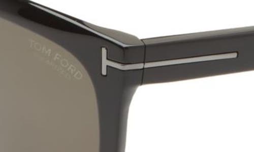 Shop Tom Ford Morgan 57mm Flat Top Sunglasses In Shiny Black/smoke Polarized