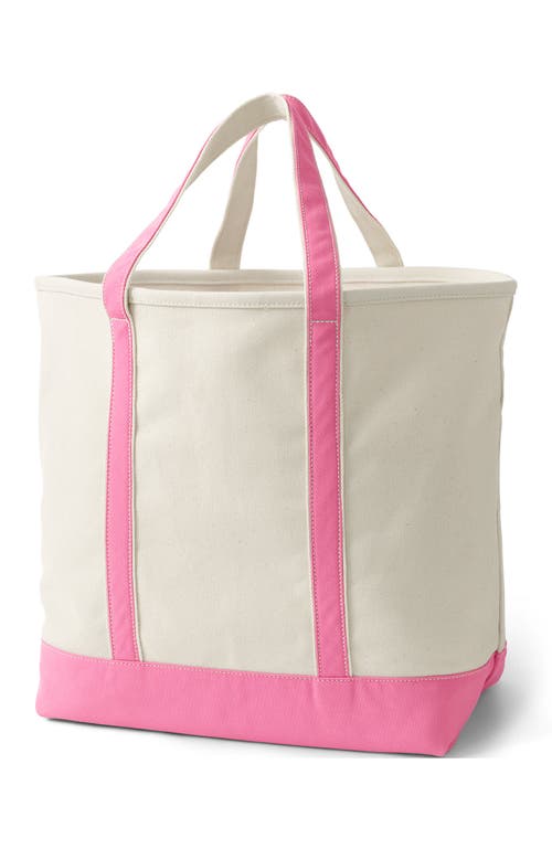 Lands' End Open Top Canvas Tote Bag In Natural/fresh Pink