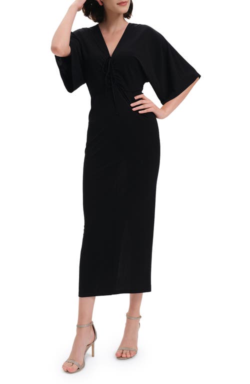 Diane von Furstenberg Valerie Tie Front Midi Dress Black at Nordstrom,