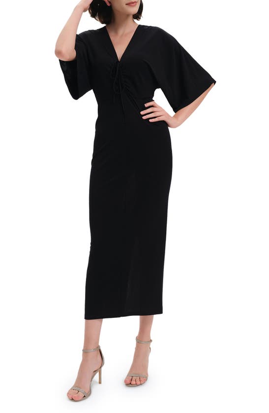 Diane Von Furstenberg Valerie Ruched Dolman-sleeve Midi Dress In Black