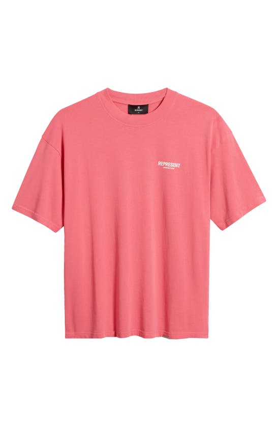 Shop Represent Owners' Club Cotton Logo Graphic T-shirt In Bubblegum Pink