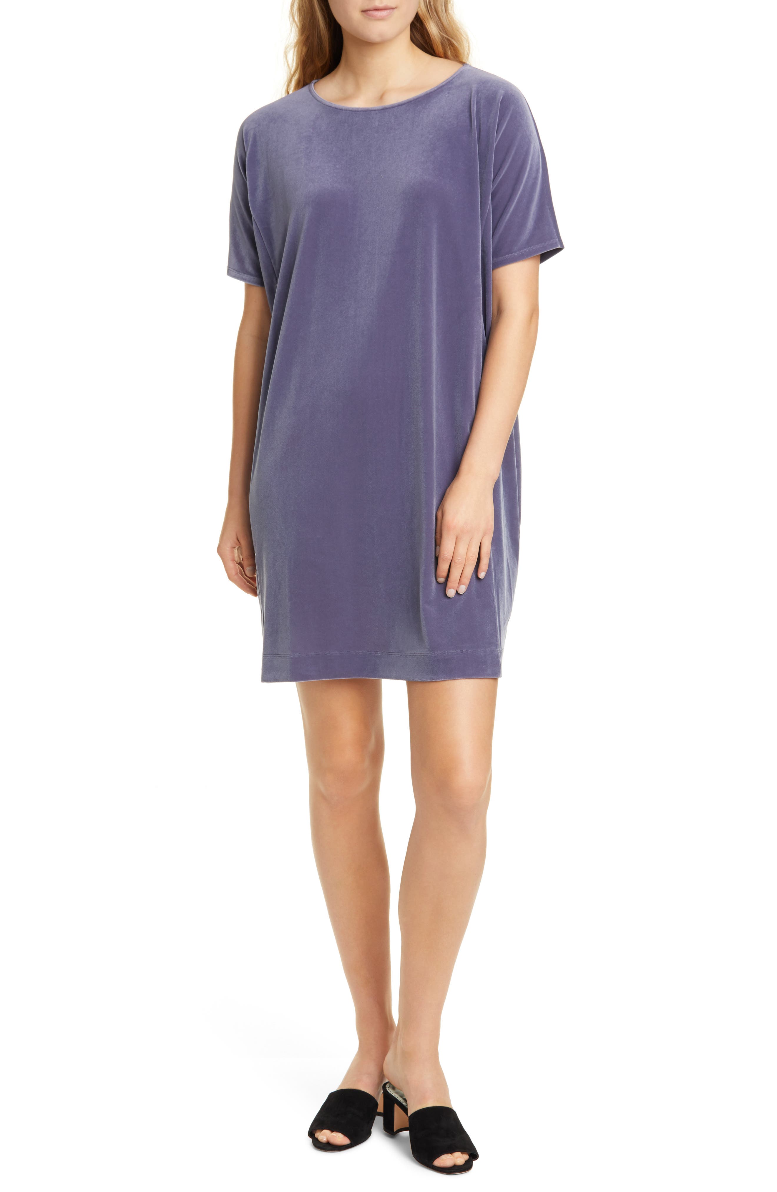 eileen fisher short velvet shift dress