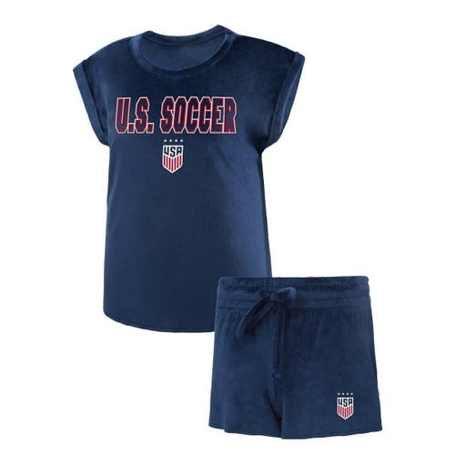 Women's Concepts Sport Navy USWNT Intermission T-Shirt and Shorts Sleep Set