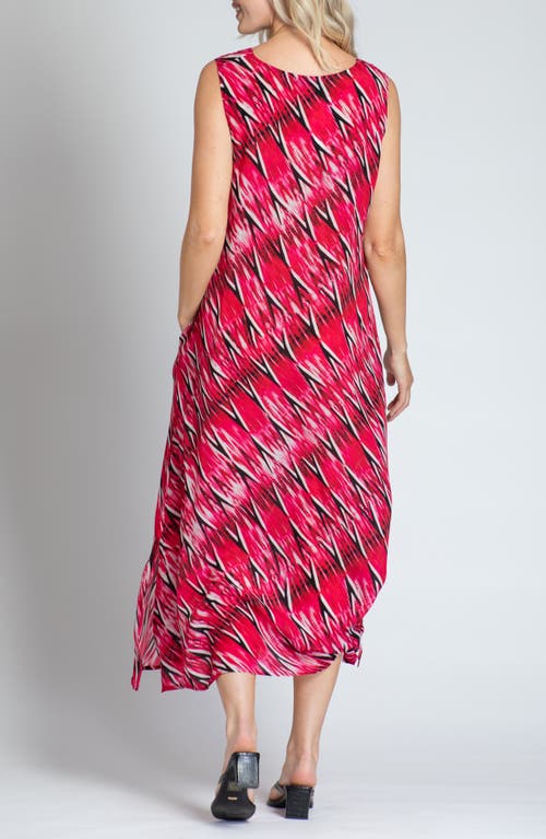 Shop Apny Print V-neck Sleeveless Chiffon Midi Dress In Red Multi