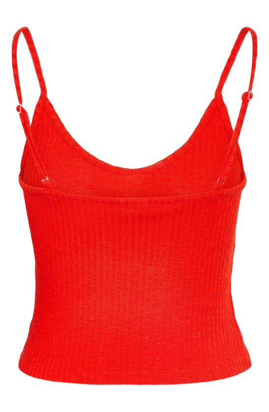 Shop Noisy May Gill Organic Cotton Blend Rib Camisole In Flame Scarlet