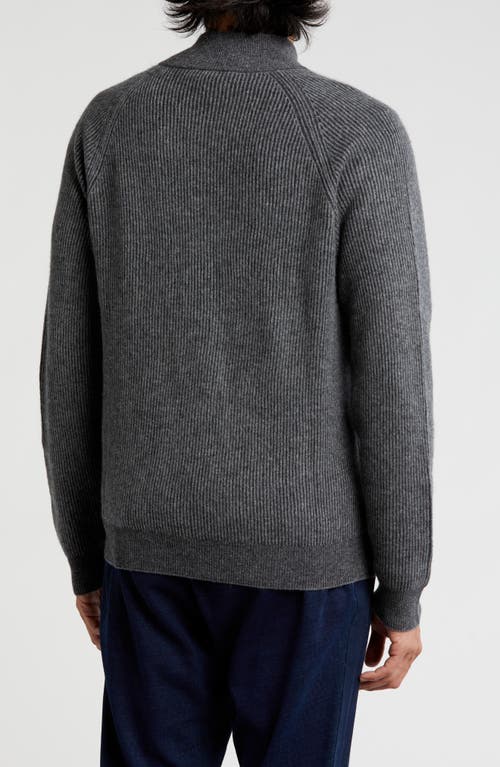 Bruno Magli Rib Cashmere Pullover In Grey Charcoal