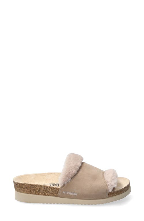 Mephisto Hemeline Faux Fur Slide Sandal In Light Taupe