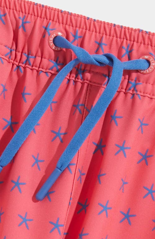 Vineyard Vines Kids' Chappy Crab Print Swim Trunks In Starfish Jetty Red