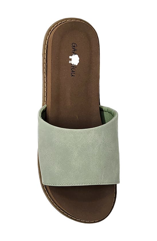 Shop Gaahuu Slide Sandal In Sage Green