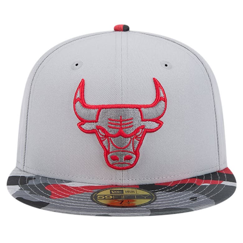 Shop New Era Gray Chicago Bulls Active Color Camo Visor 59fifty Fitted Hat