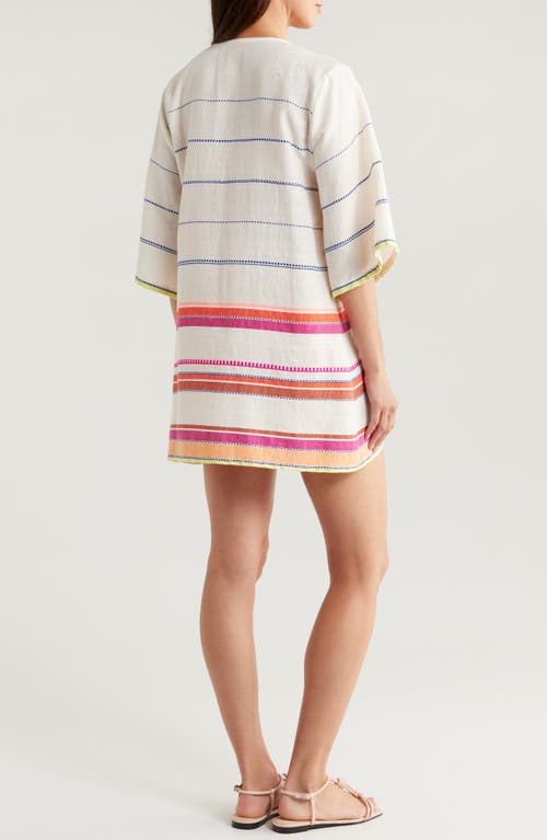 Shop Lemlem Belkis Mixed Stripe Cotton Blend Cover-up Dress In Tizita Fiesta