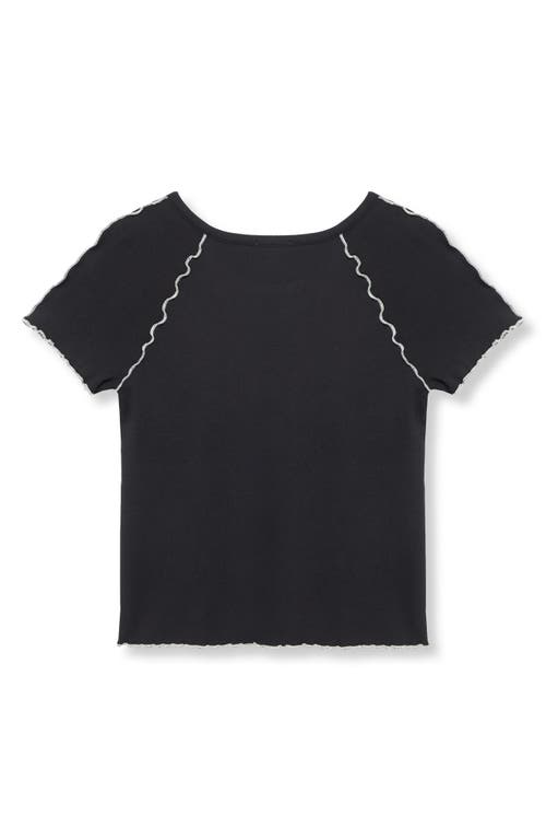 Shop Habitual Kids Kids' Lettuce Edge Rib T-shirt In Black