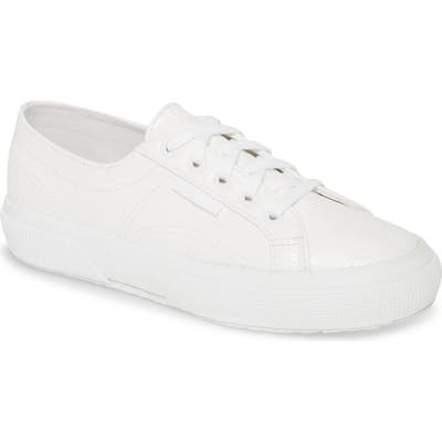 Superga 2750 Synt Crocodile Embossed Sneaker, White