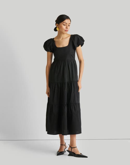 Shop Reistor Puff Sleeve Tiered Maxi Dress In Black