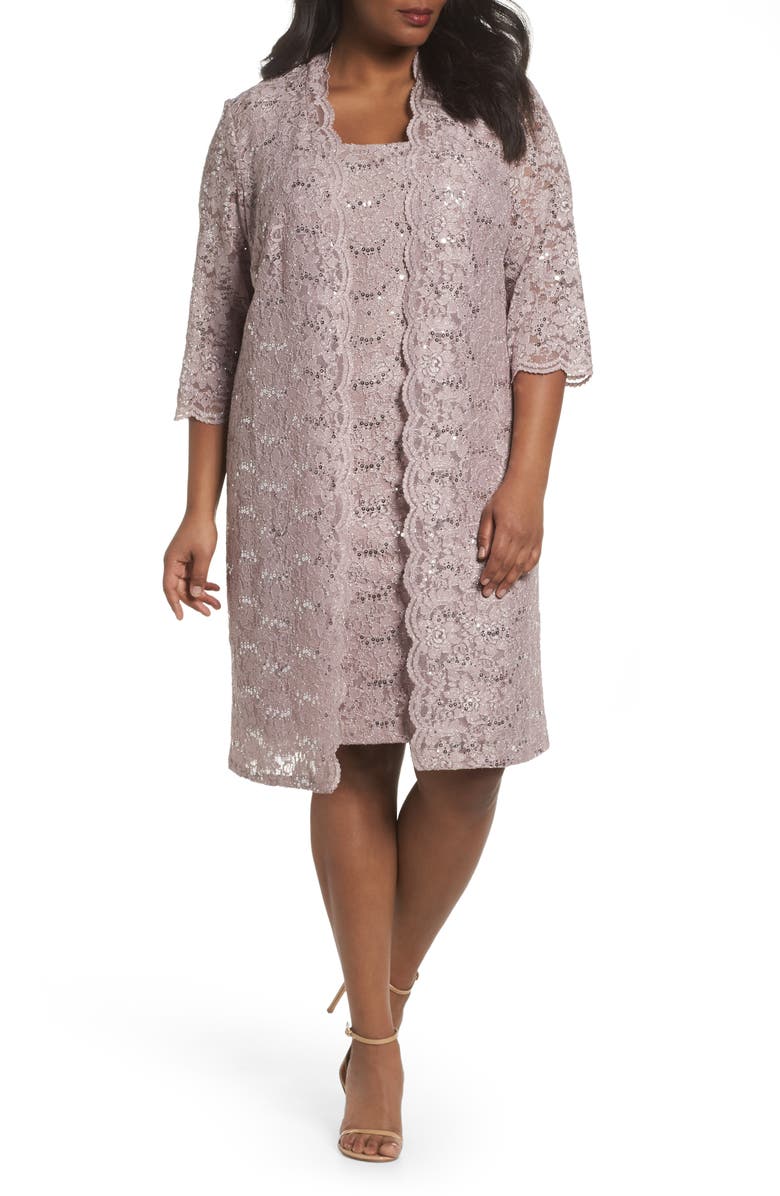 Alex Evenings Sequin Lace Sheath Dress with Jacket (Plus Size) | Nordstrom