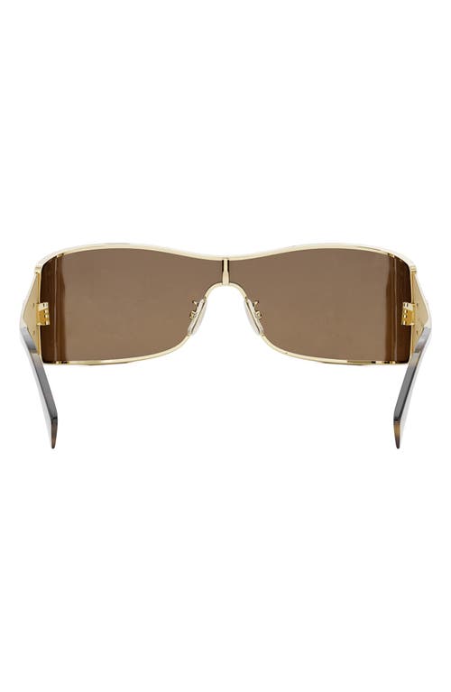 Shop Celine Maxi Triomphe 54mm Mask Sunglasses In Shiny Endura Gold/brown