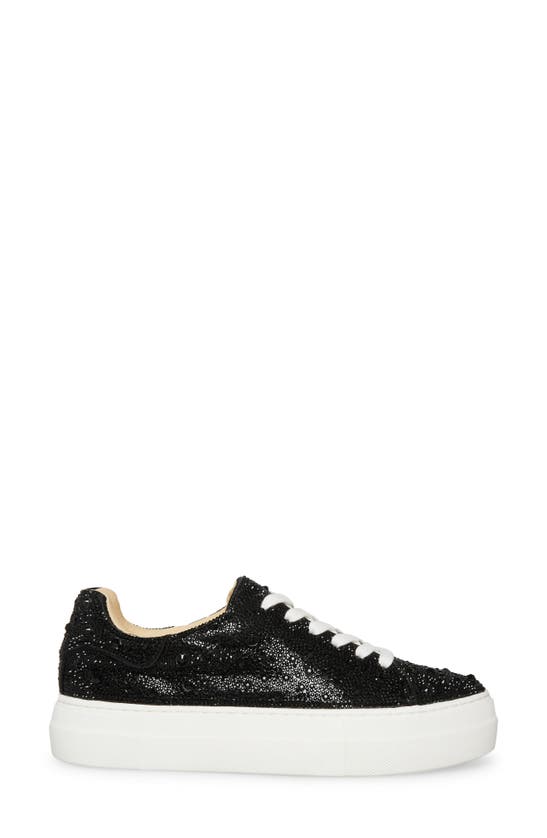 Betsey Johnson Sidny Crystal Pavé Platform Sneaker In Black | ModeSens