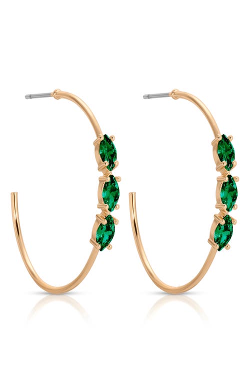 Ettika Triple Marquise Cubic Zirconia Hoop Earrings In Green