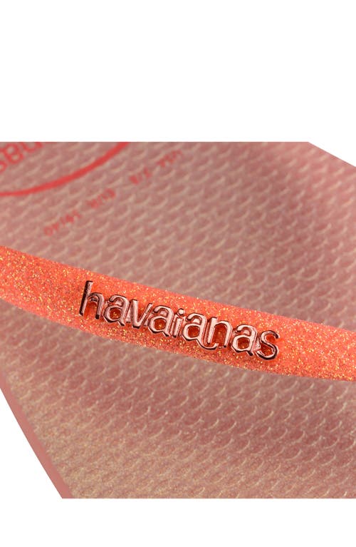 Shop Havaianas Slim Glitter Flip Flop In Peach Rose