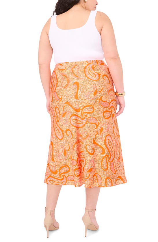 1.state Print Midi Skirt In Russet Orange