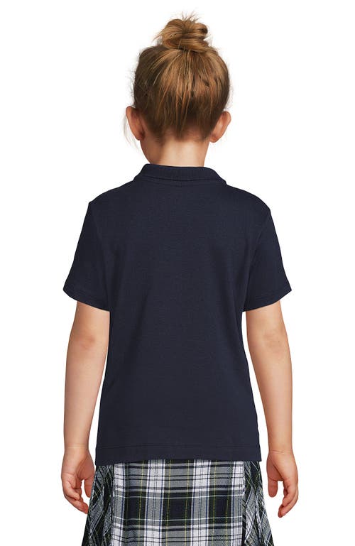 Shop Lands' End School Uniform Girls Short Sleeve Feminine Fit Interlock Polo Shirt In Classic Navy