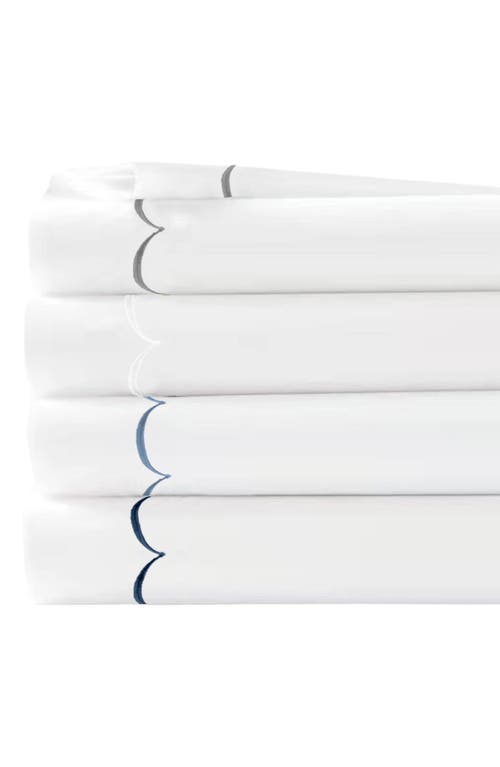 Melange Home Scalloped Edge Embroidered 600 Thread Count Pillowcases In White/blue