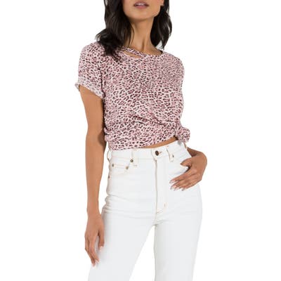 N:philanthropy Harlow Slash Detail Animal Print Tee, Pink