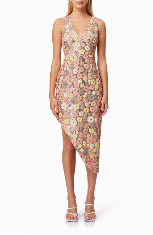 Gigi Floral Asymmetric Dress in Pink Multi