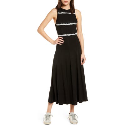 Ninety Percent Stripe Tie Dye Open Back Midi Dress, Black