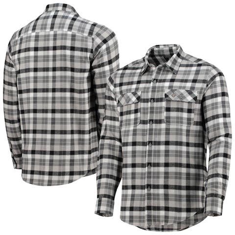 Women's Antigua Black/Gray Pittsburgh Steelers Ease Flannel Button-Up Long Sleeve Shirt Size: Large