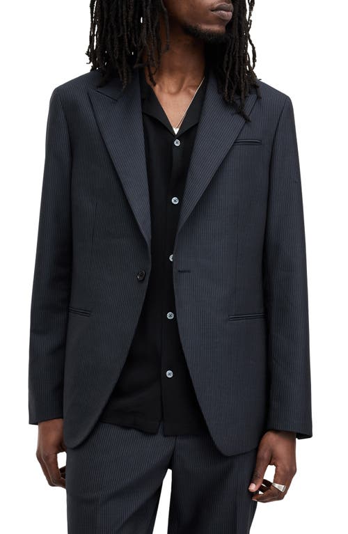 AllSaints Howling Pinstripe Blazer Ink Blue at Nordstrom,