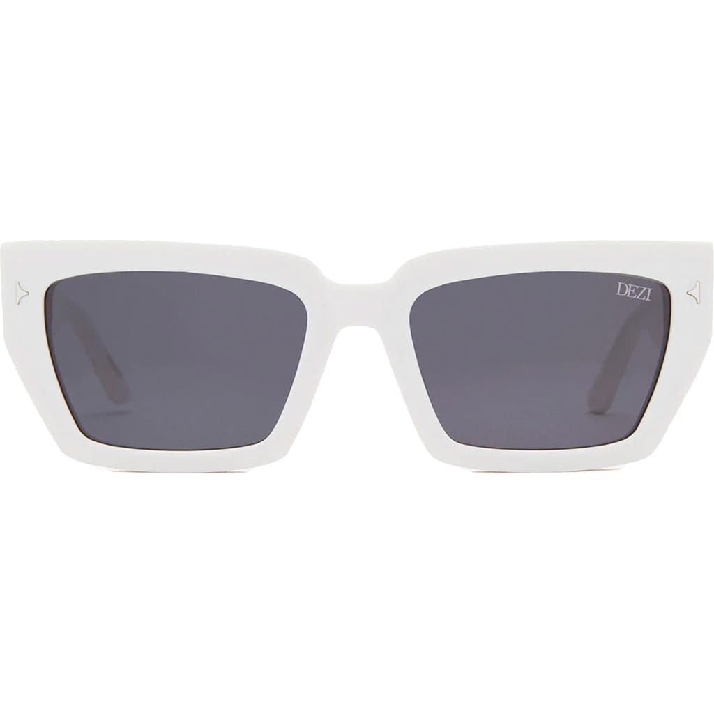Dezi Switch 55mm Square Sunglasses In White/dark Smoke