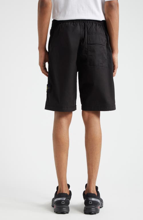 Shop Stone Island Stretch Cotton Cargo Bermuda Shorts In Black