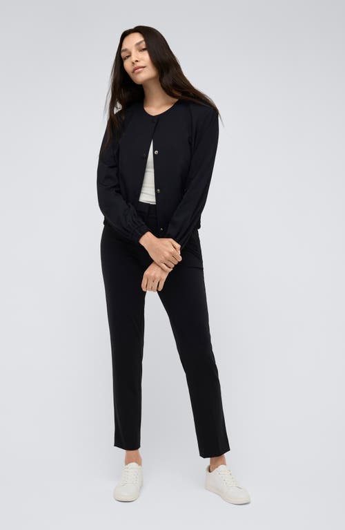 Kenneth Cole Athletic Stretch Collarless Bomber Jacket In Black