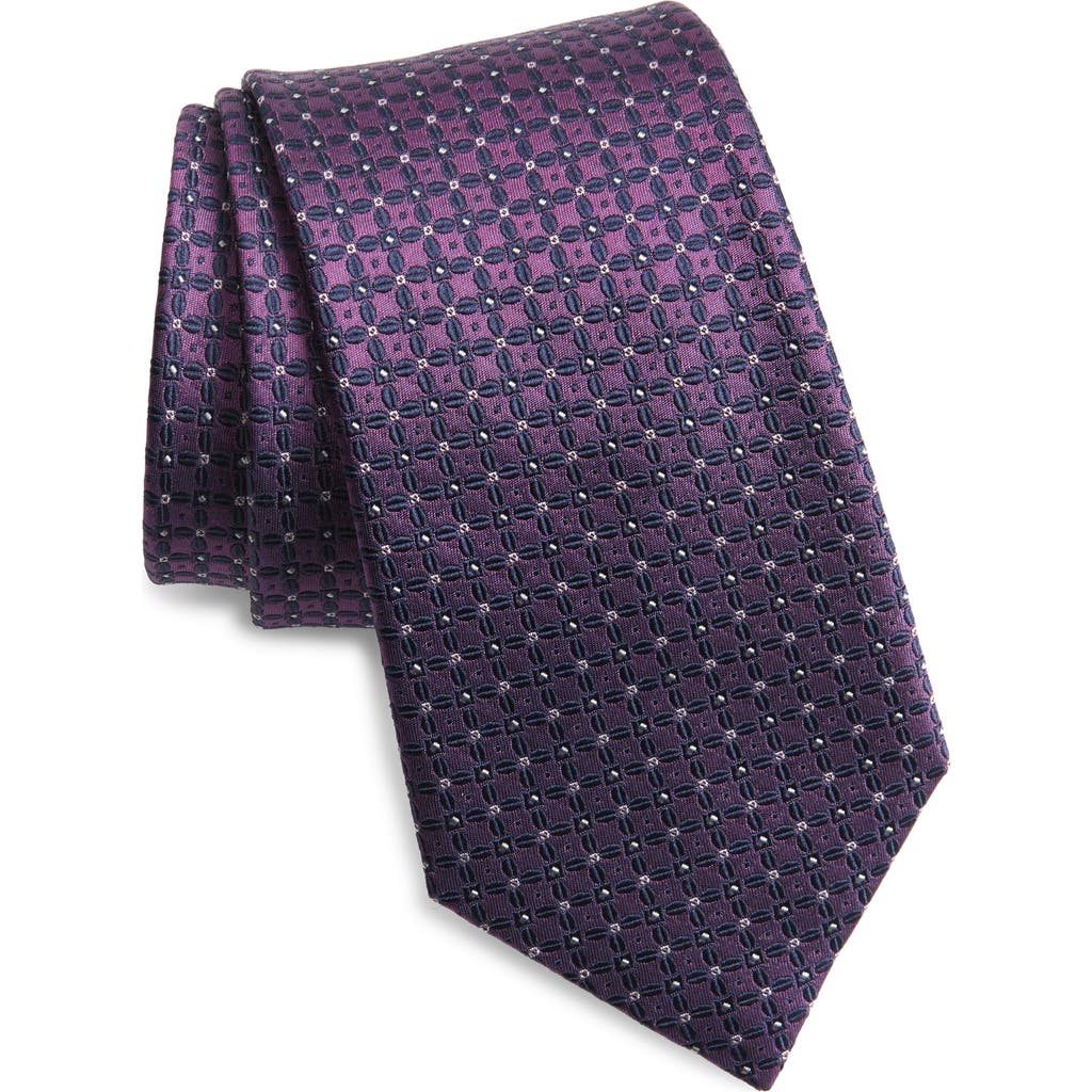Duchamp Mix Pattern Silk Tie In Purple