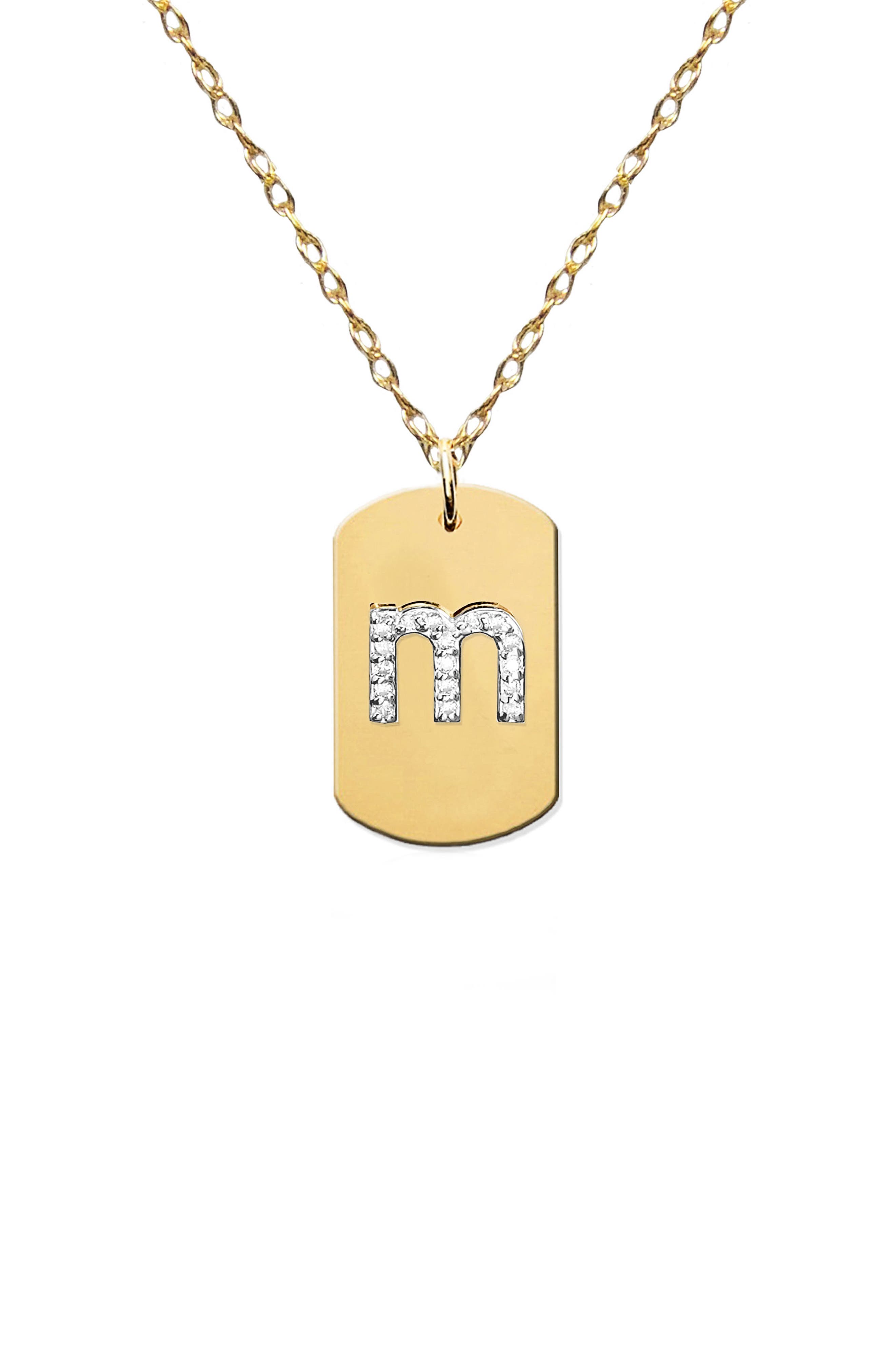 Jane Basch Designs Diamond Initial Dog Tag Necklace (Nordstrom Exclusive)