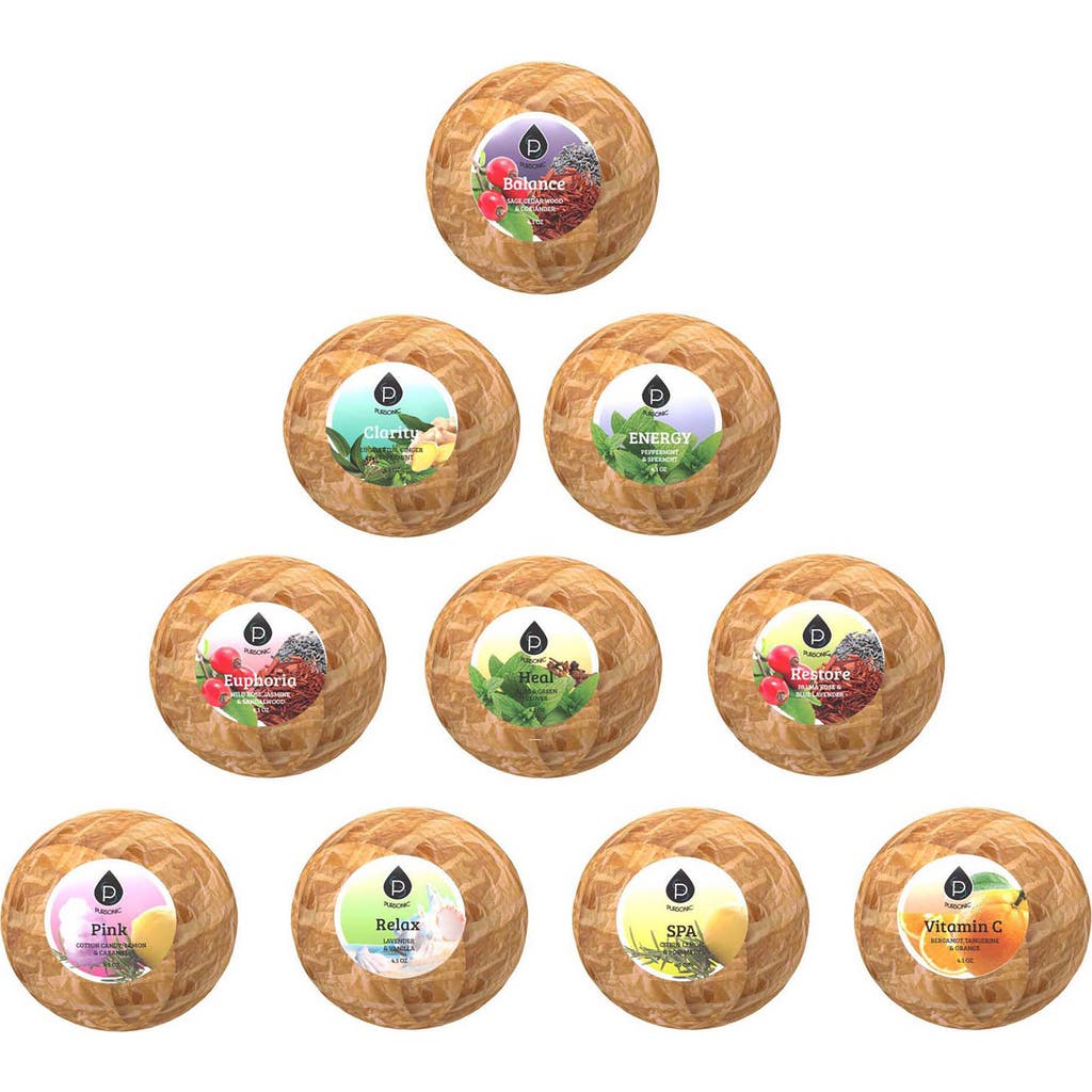 Pursonic 10 Pcs Of Handmade, Natural And Organic Bath Bombs In Multicolor
