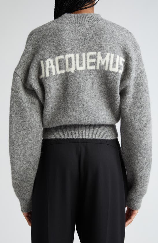 Shop Jacquemus La Maille Logo Jacquard Alpaca & Merino Wool Blend Sweater In Grey 950