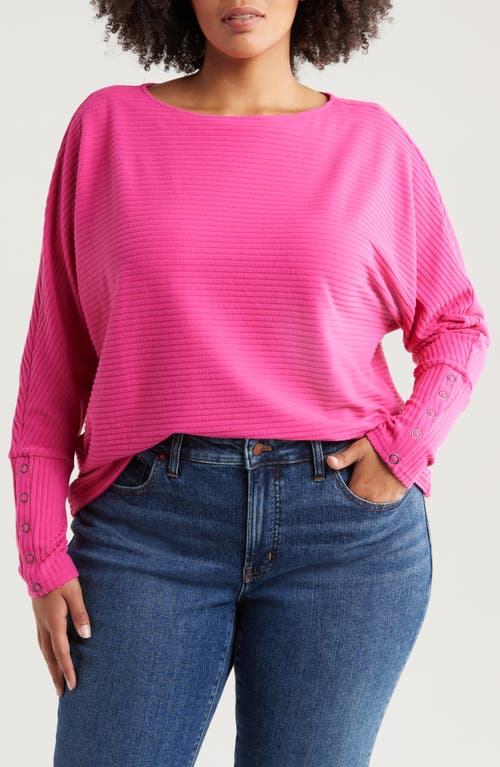 Shop Caslonr Caslon(r) Snap Cuff Dolman Sleeve Knit Top In Pink Electric