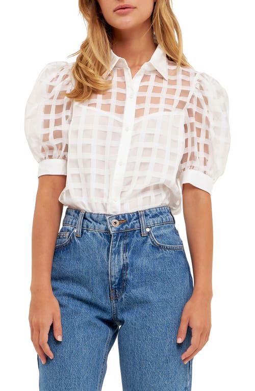 English Factory Puff Sleeve Organza Top at Nordstrom,