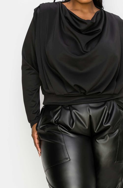 Shop L I V D Cowl Neck Long Sleeve Top In Black